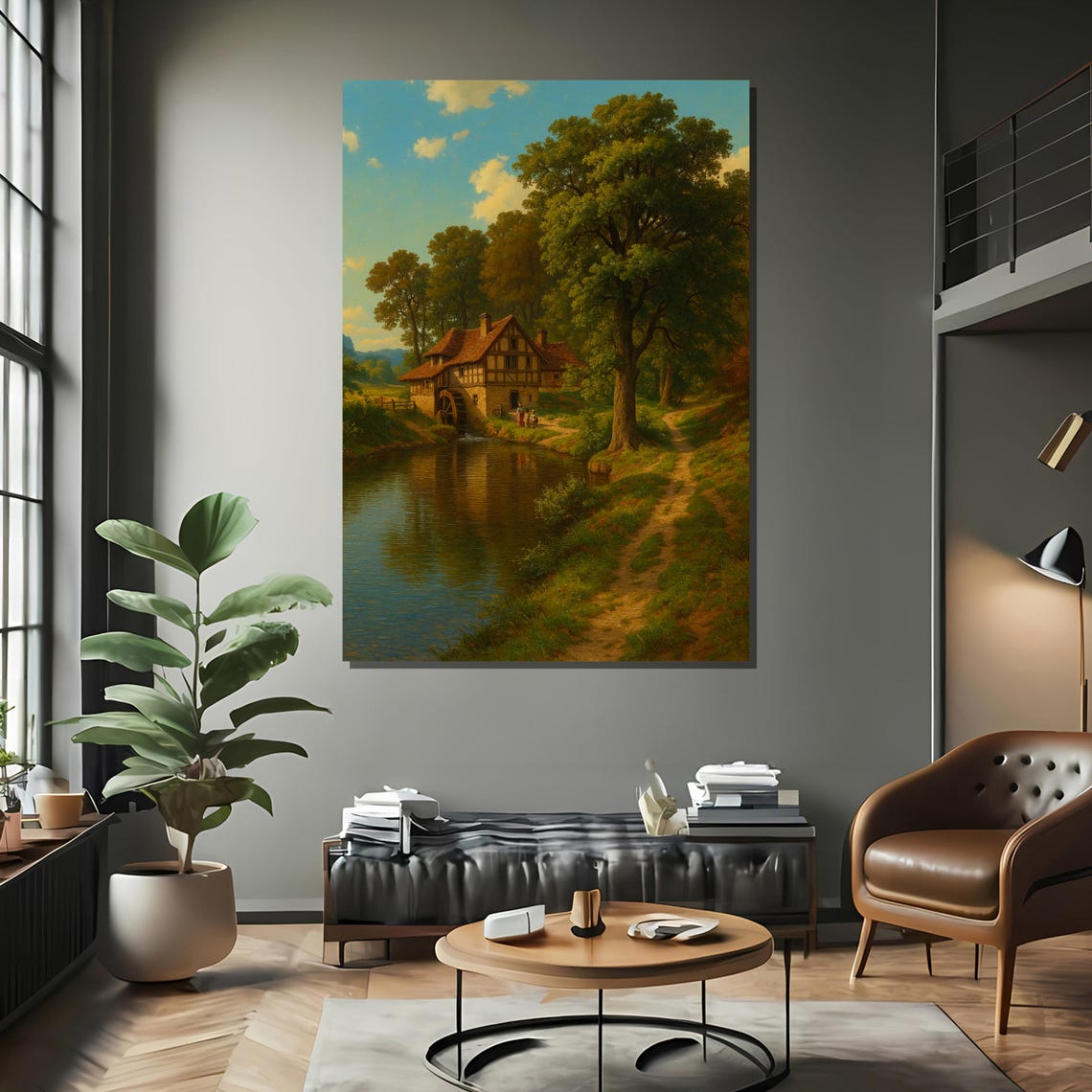 Countryside Watermill By The River, Wall Art Print - Image 2