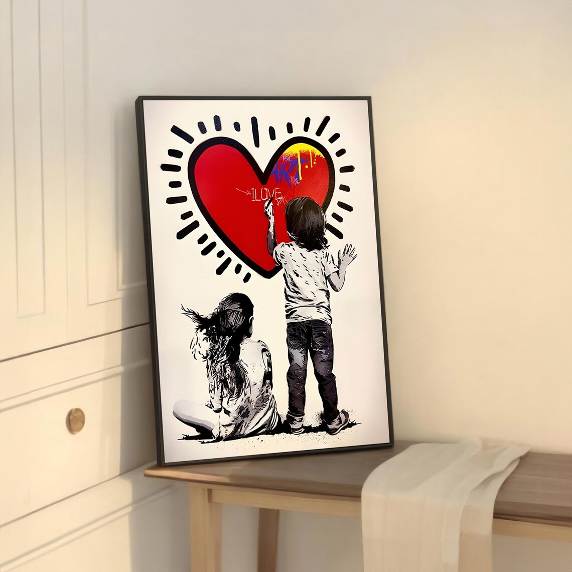 Children Drawing Love Heart Graffiti, Pop Art - Image 5