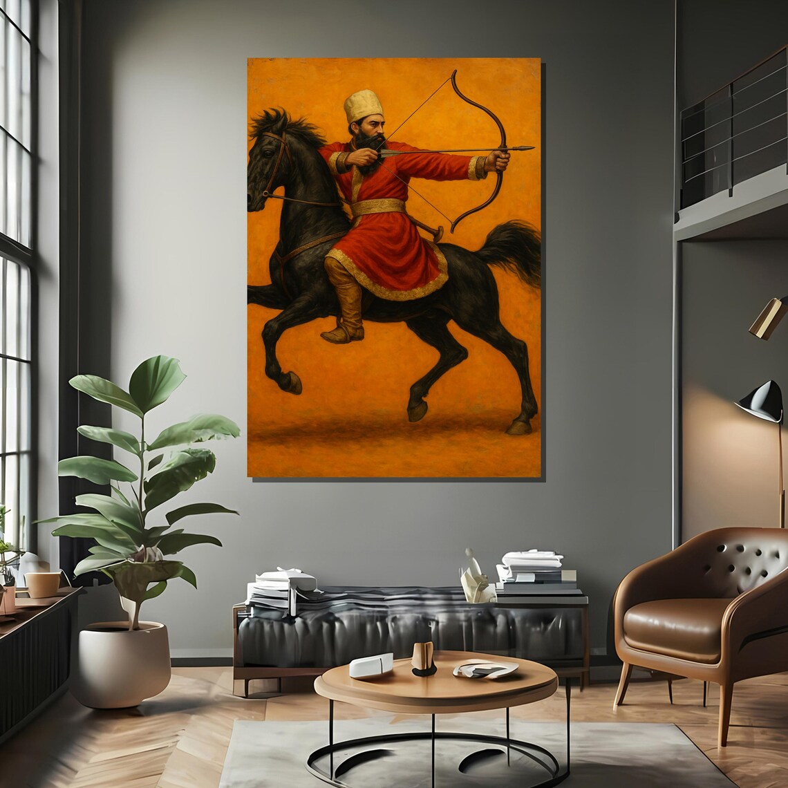 Turkic Archer On Horseback, Office Decor Art Print - Image 2