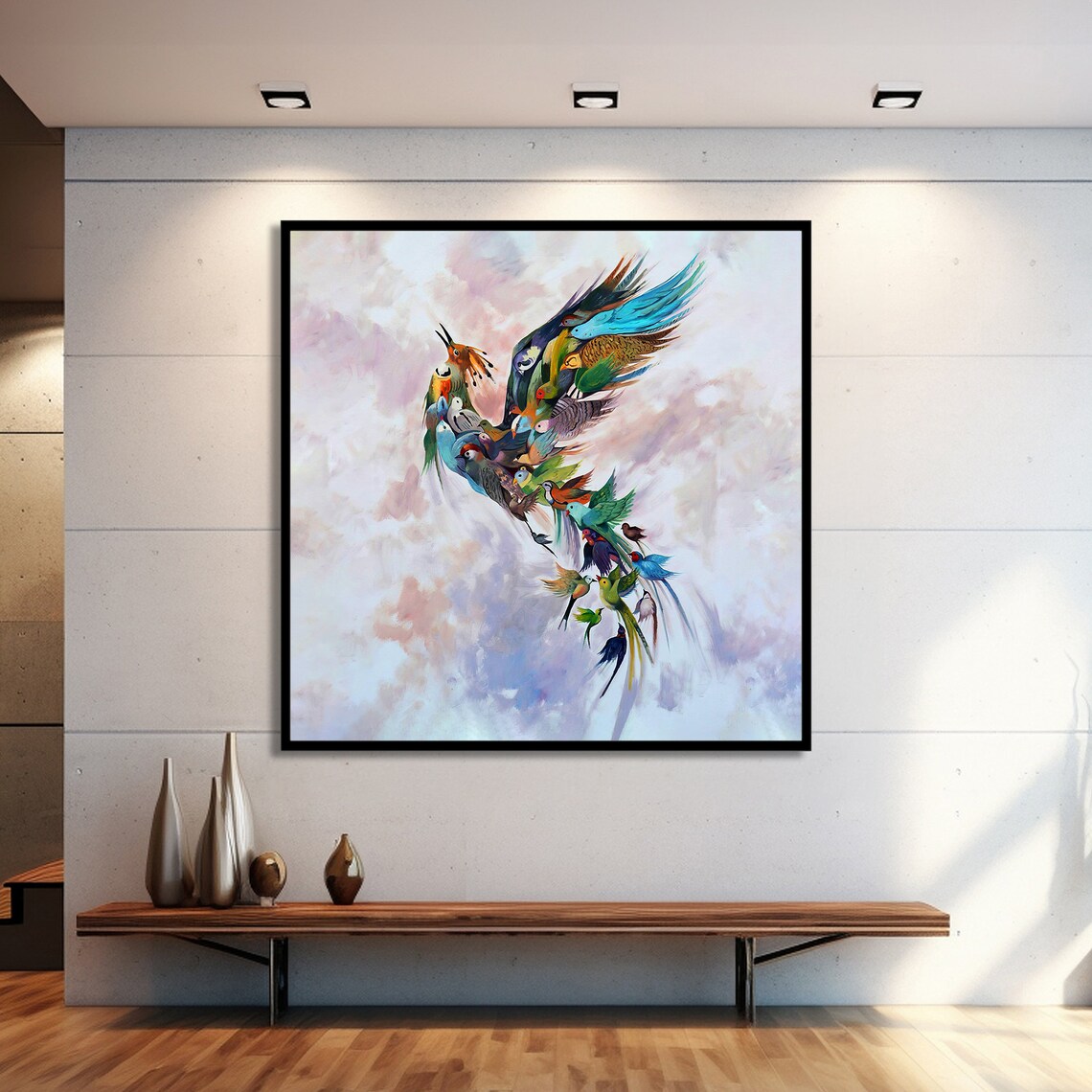 Vibrant Bird Composition, Artistic Home Decor - Image 2