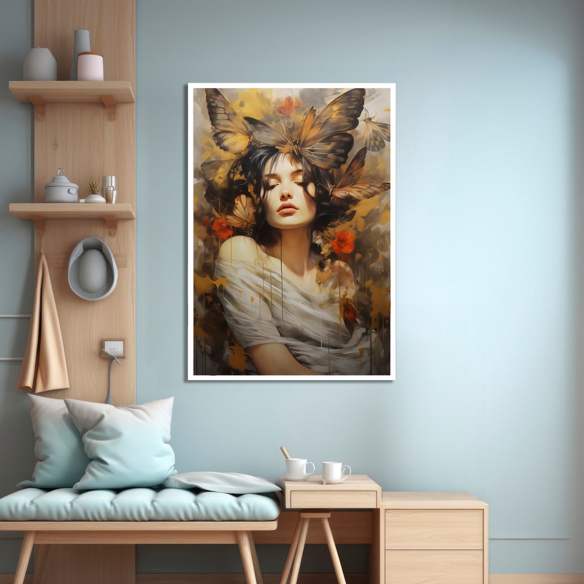 Whimsical Woman With Butterflies Art Print - Image 4