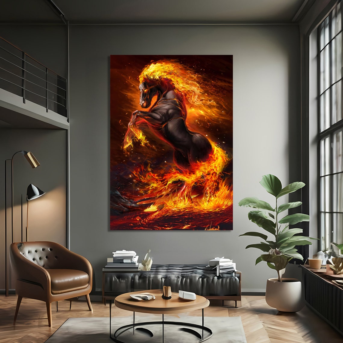 Fiery Horse Art Print, Bold Dynamic Animal Painting - Image 3