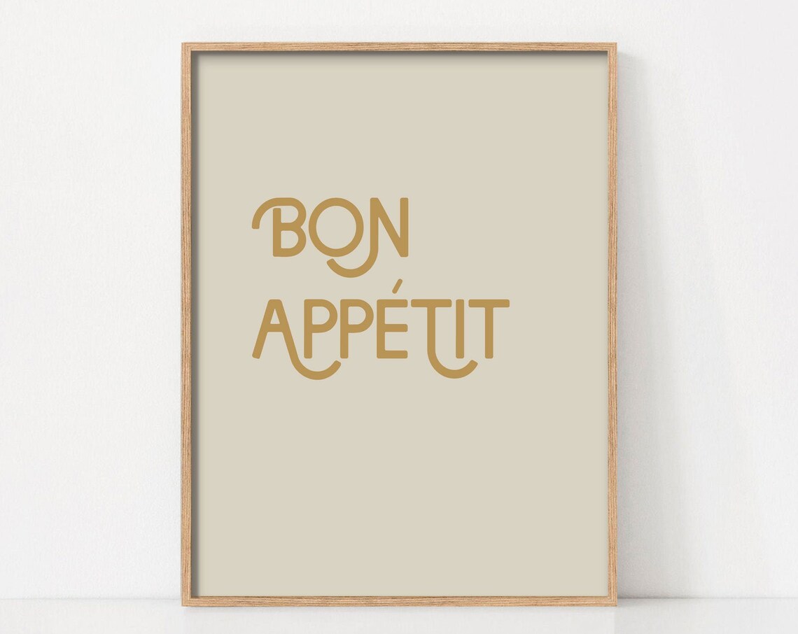 Bon Appetit Kitchen Quote Print, Minimalist Boho