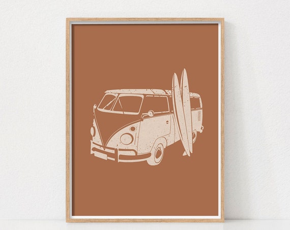 Boho RV Surf Travel Art Print, Beach Lover Decor