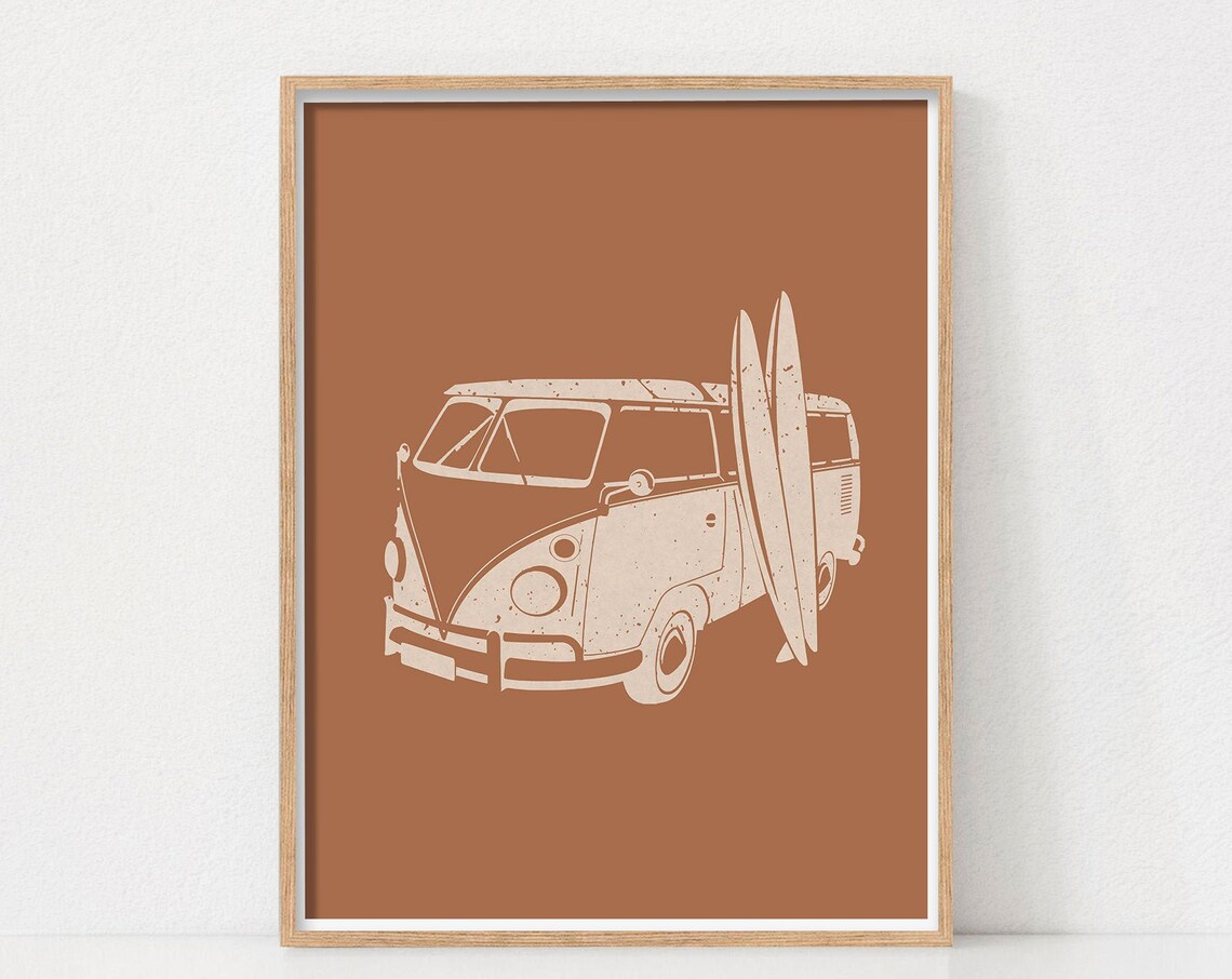 Boho RV Surf Travel Art Print, Beach Lover Decor