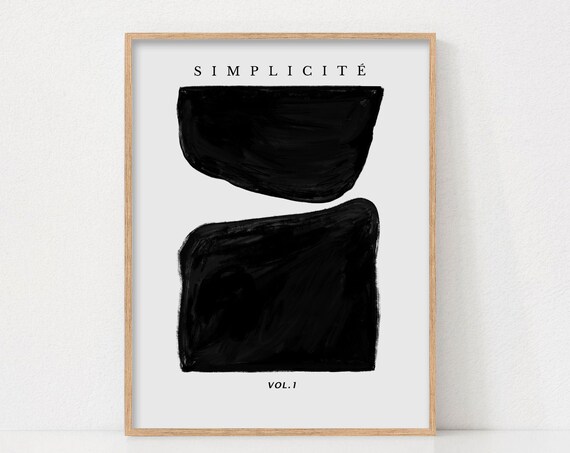 Modern Abstract Art Print Wall Scandinavian Decor Minimalist Black And White Contemporary