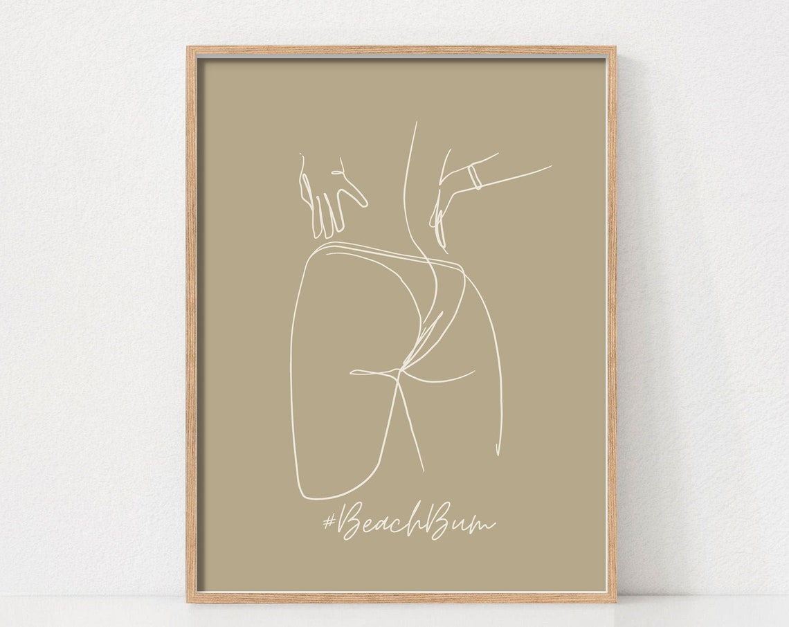 Beach Bum Funny Minimalist Line Art Coastal Summer Gift Poster