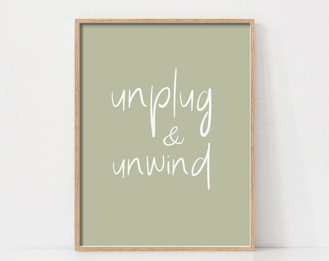 Unplug And Unwind Quote Poster, Coastal Boho Decor