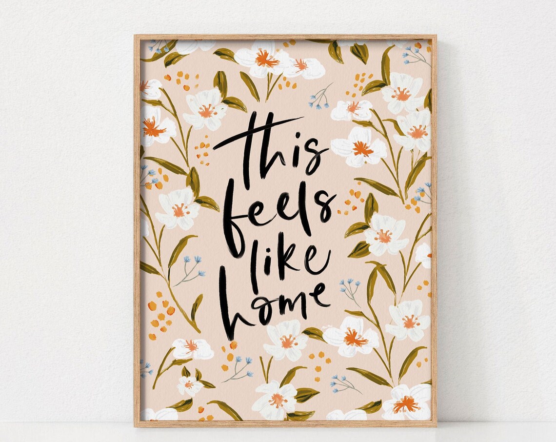 Spring Flower Wall Art, Boho Floral Quote Art Print