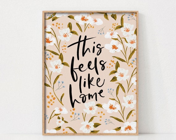 Spring Flower Wall Art, Boho Floral Quote Art Print