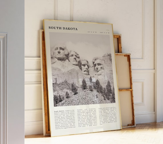 South Dakota Mount Rushmore Black and White National Park Poster