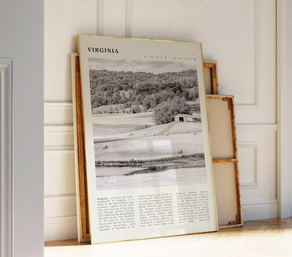 Virginia Blue Ridge Countryside Barn Black and White Travel Poster