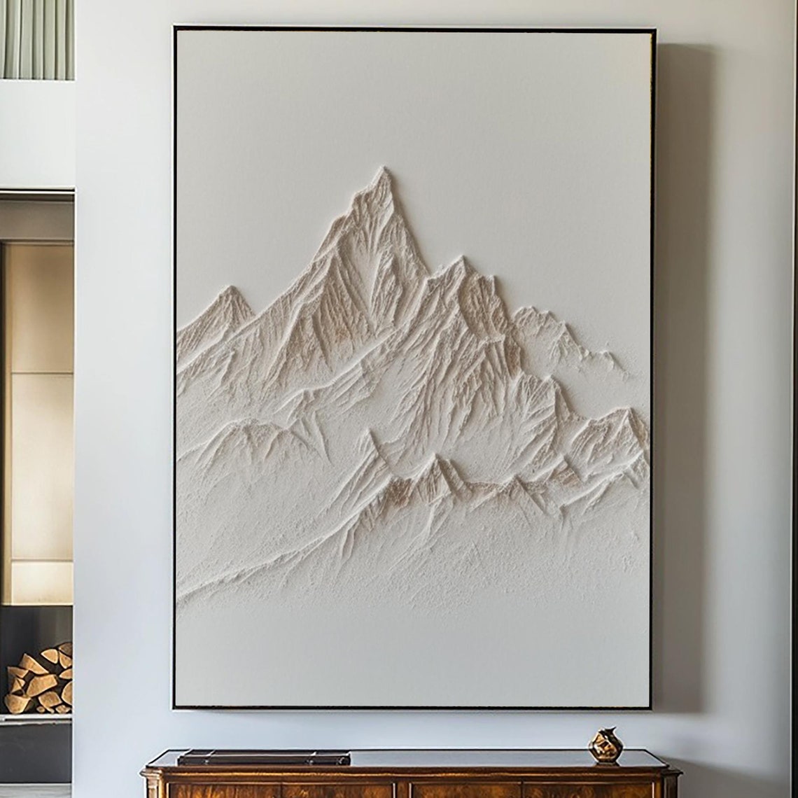 Original White Brown Texture Wall Painting Large White 3d Texture Mountain Original White Mountain White Mountain Painting Home Decoration - Image 4