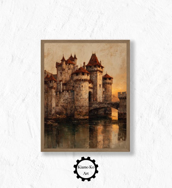 Majestic Castle Wall Art Vintage Landscape Decor Home Fry Tale