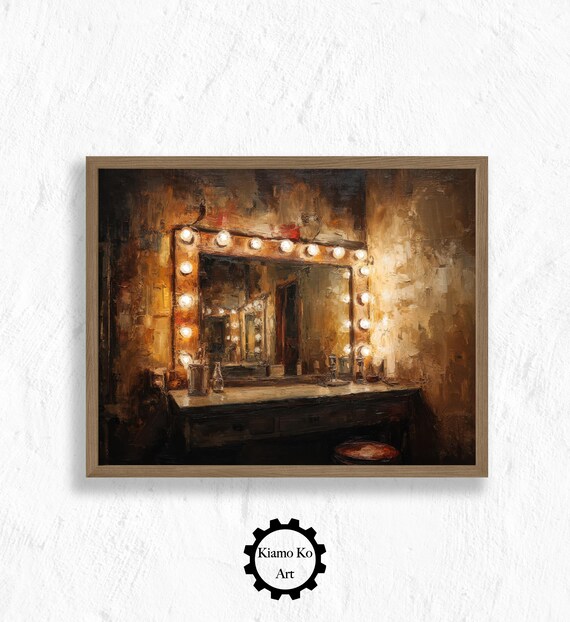Broadway Style Theater Hallway with Glowing Mirror Interior Wall Art
