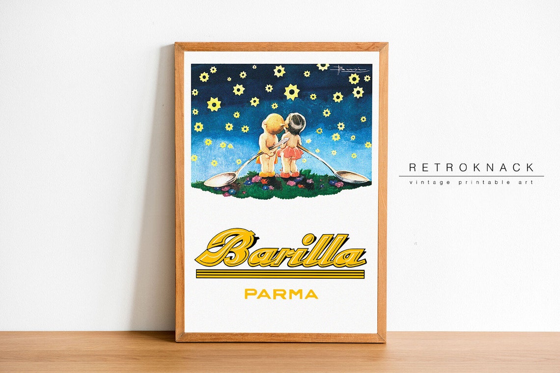 Barilla Parma Vintage Pasta Advertisement Children Spoons Retro Poster - Image 2