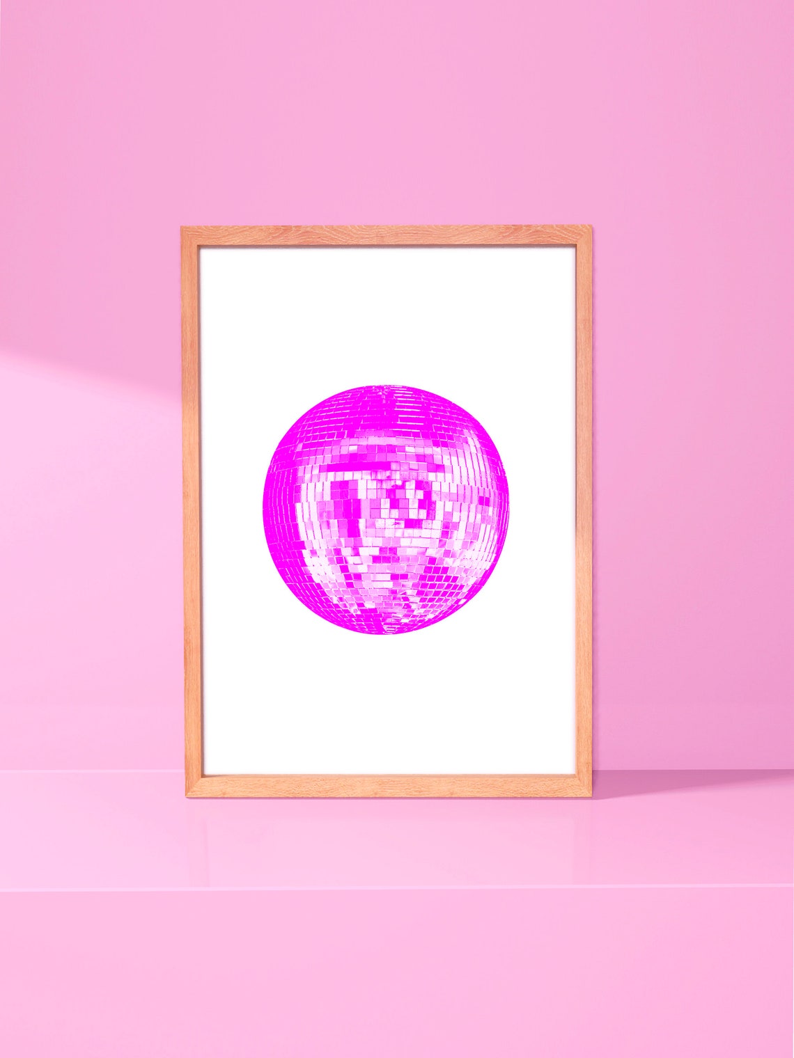 Hot Pink Disco Ball Minimalist Pop Art Retro Dance Party Poster - Image 2