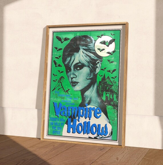 Vampire Hollow Vintage Horror Movie Woman Bats Gothic Art Poster