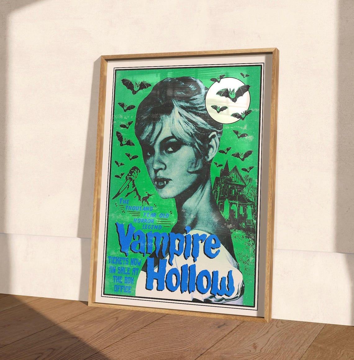 Vampire Hollow Vintage Horror Movie Woman Bats Gothic Art Poster