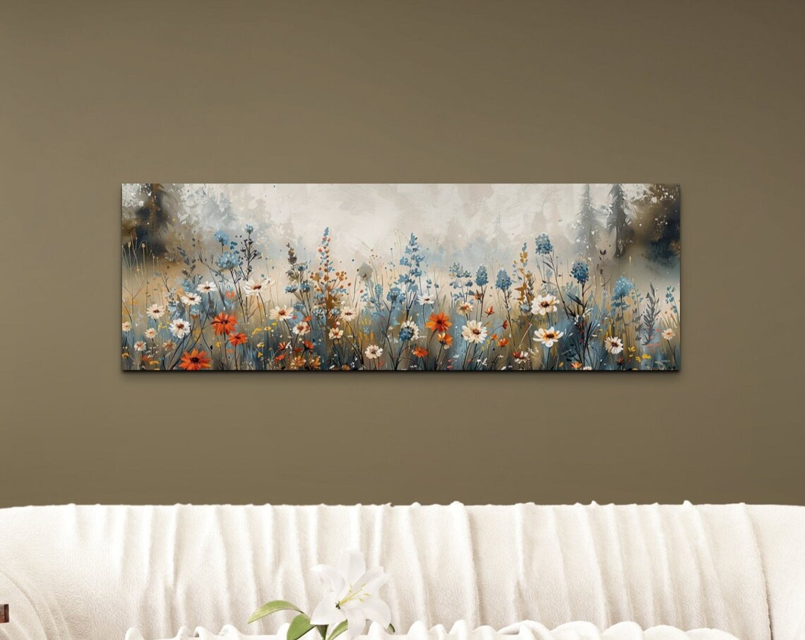 Vintage Wildflower Scene, Nature Art Print