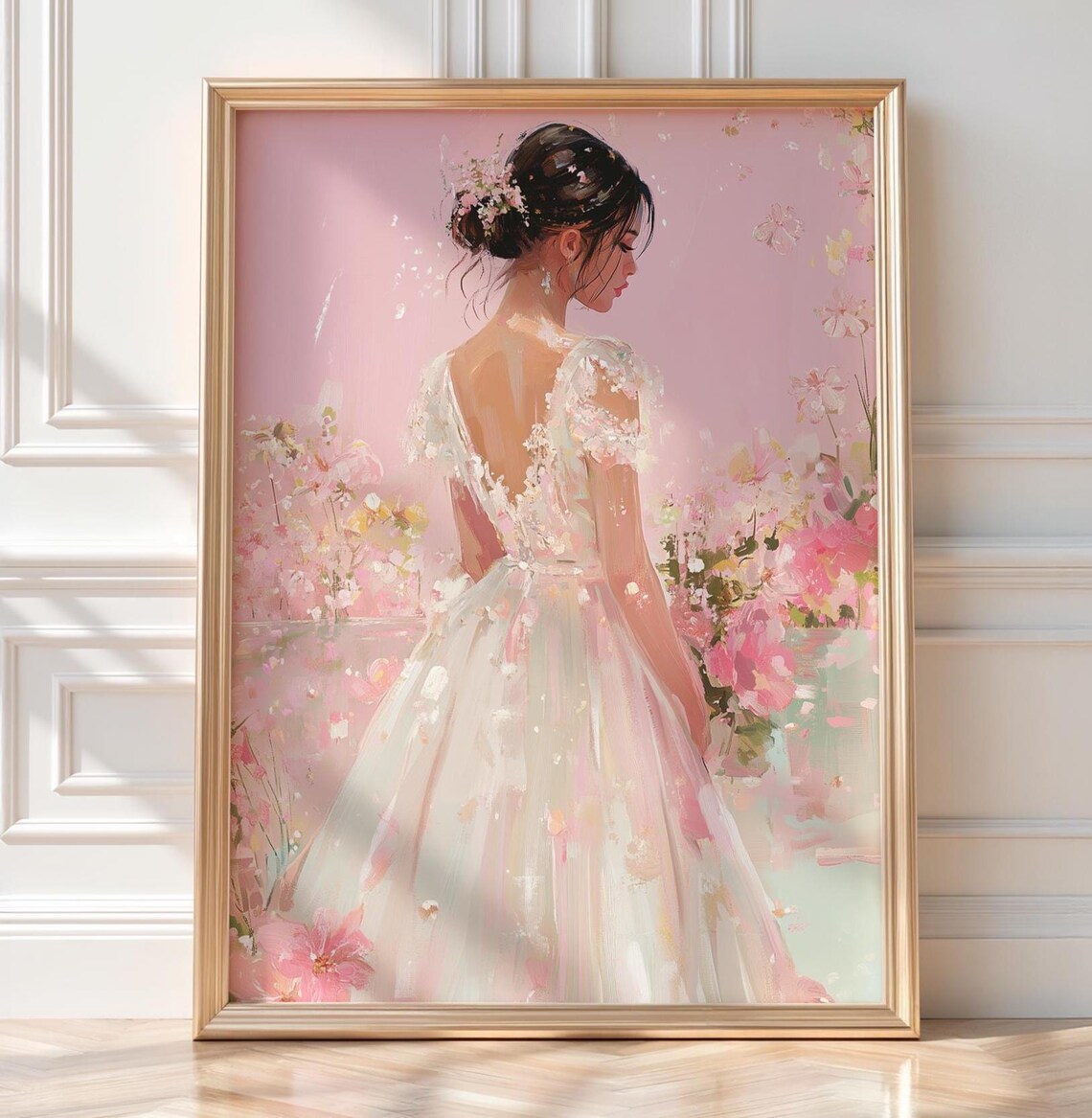 Elegant Asian Bride In Blossoms, Art Print