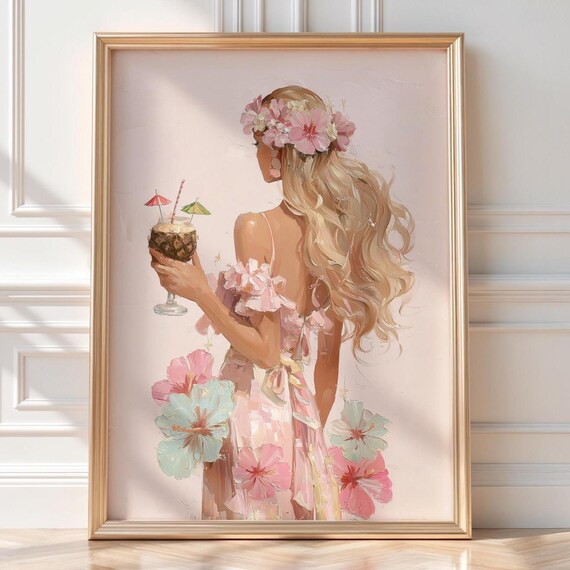 Tropical Girl Hawaii Island Decor Art Print