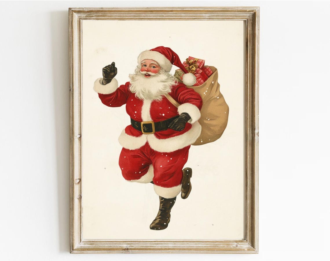 Vintage Christmas Print Vintage Santa Claus Print Christmas Print Santa Claus With Presents Vintage Holiday Print Farmhouse Christmas