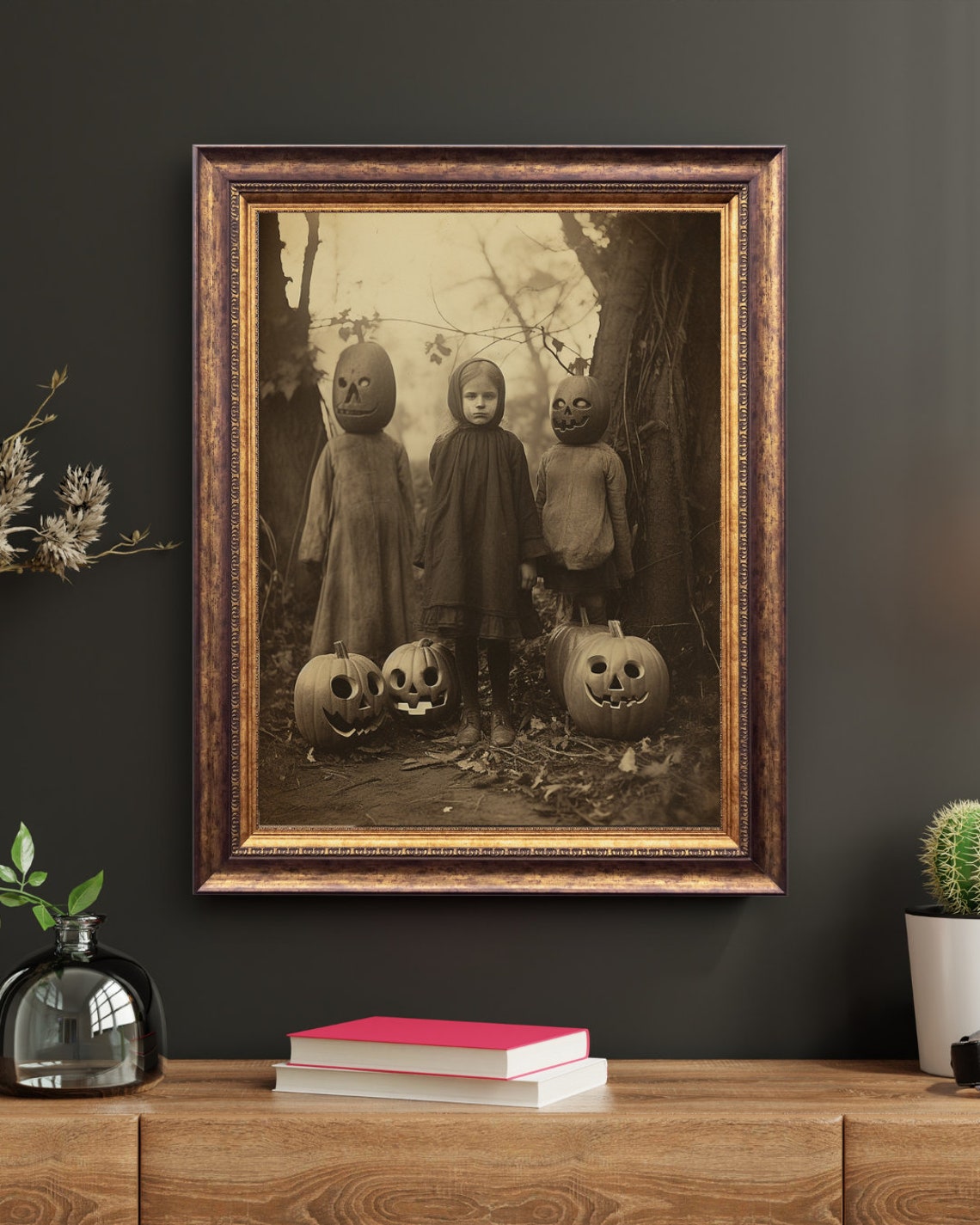 Pumpkin Girl Spooky Halloween Painting Scary Foto Halloween Decor Vintage Photography Vintage Halloween Foto Wall Decor Print Out A1 - Image 4