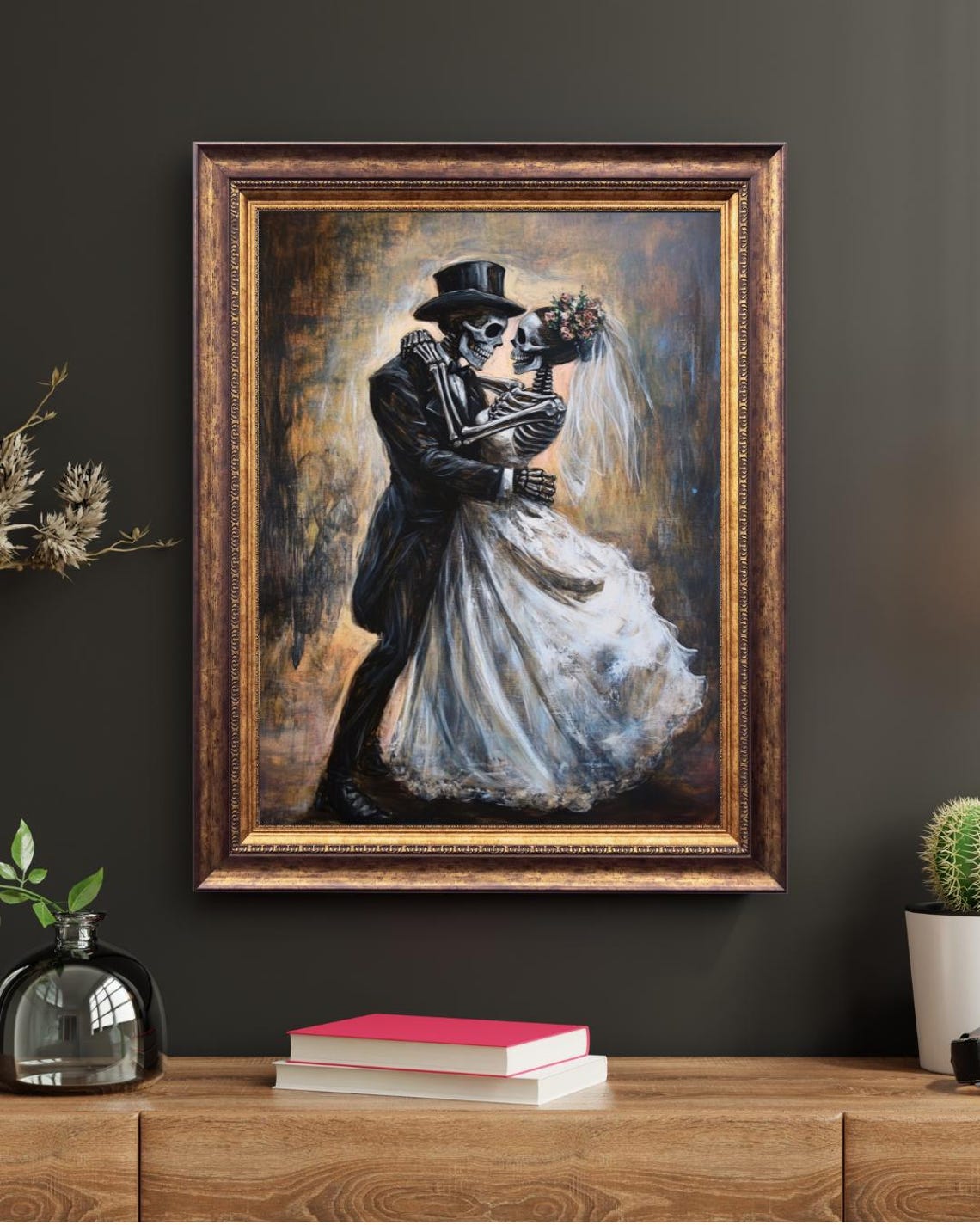 Skeleton Bride And Groom Dancing Gothic Halloween Wedding Poster - Image 2