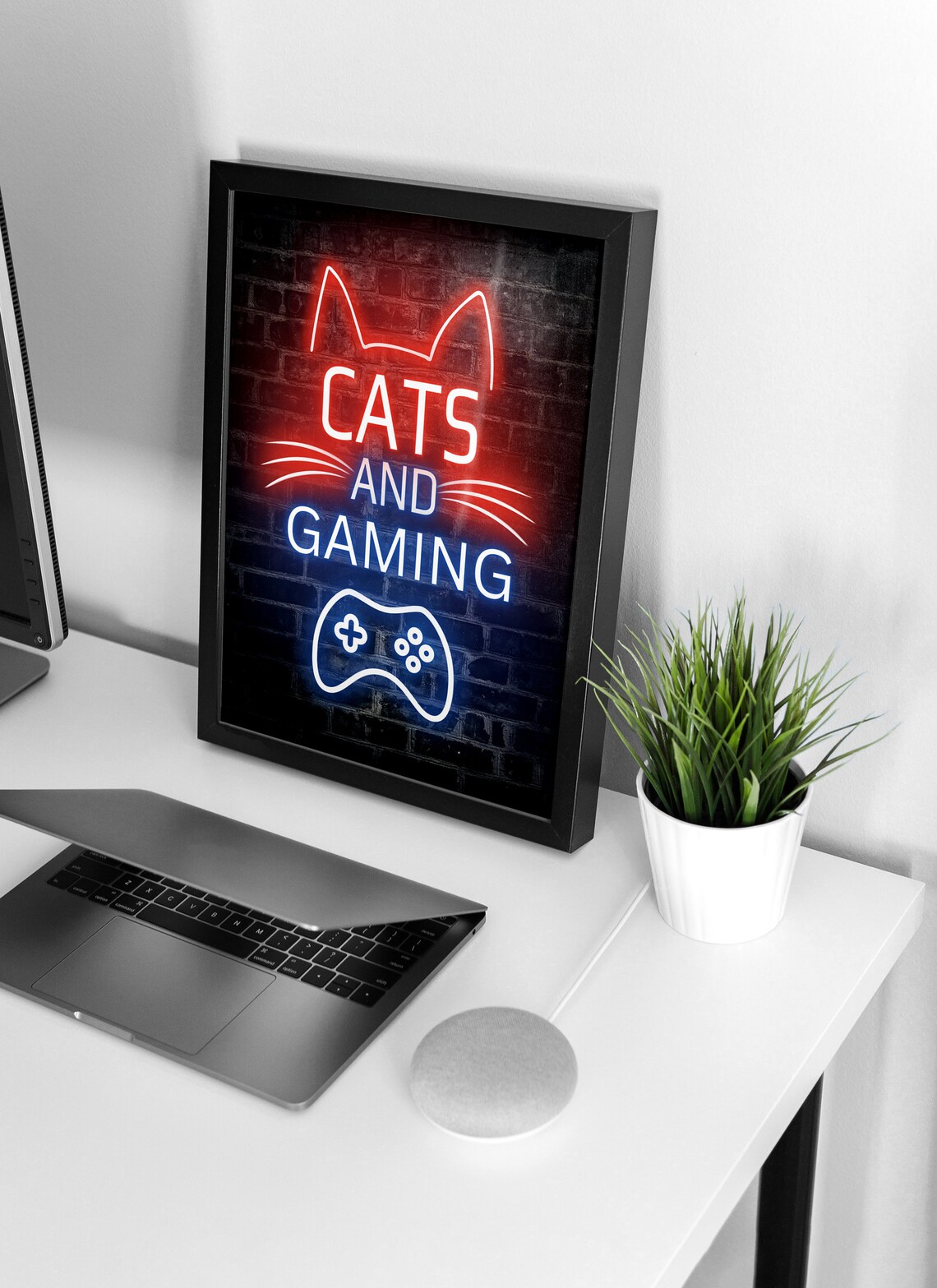 Cats and Gaming Neon Sign Poster for Cat Lovers Game Room Wall Decor - Image 2