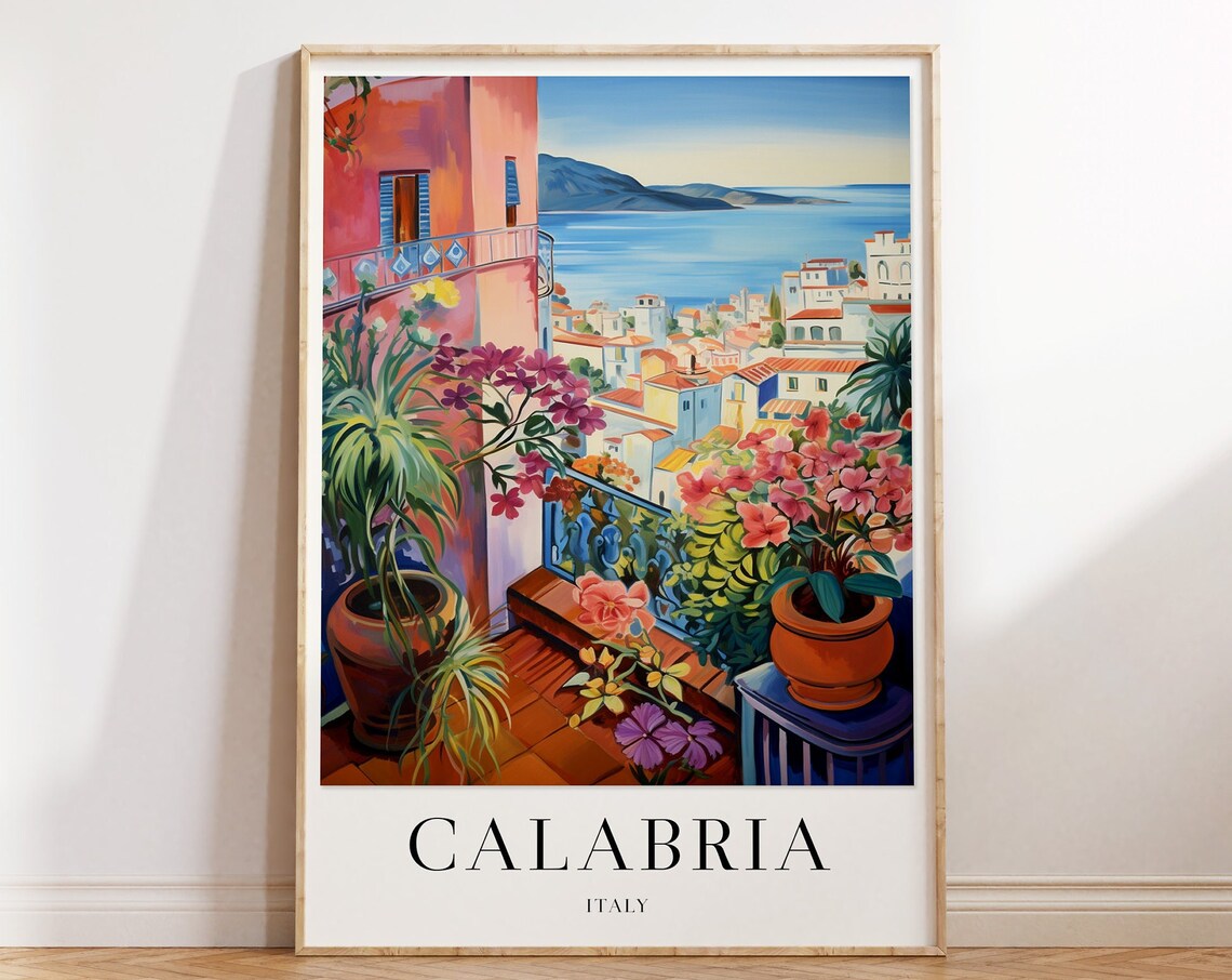 Calabria Vintage Travel Poster, Italian Decor
