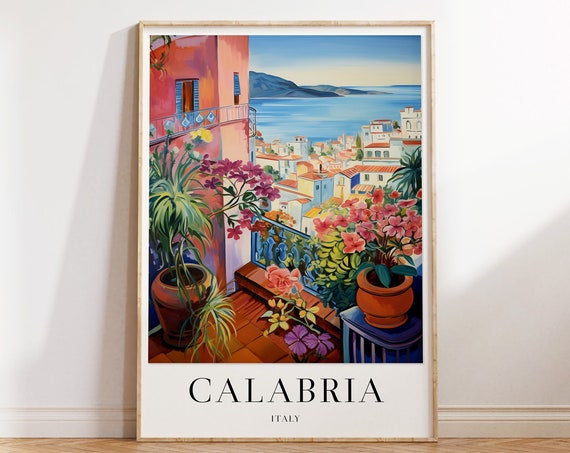 Calabria Vintage Travel Poster, Italian Decor