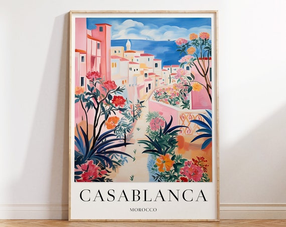 Casablanca Travel Print Morocco Travel Poster Casablanca Poster Colourful Travel Decor Vintage Travel Art Travel Gift A1a2a3a4
