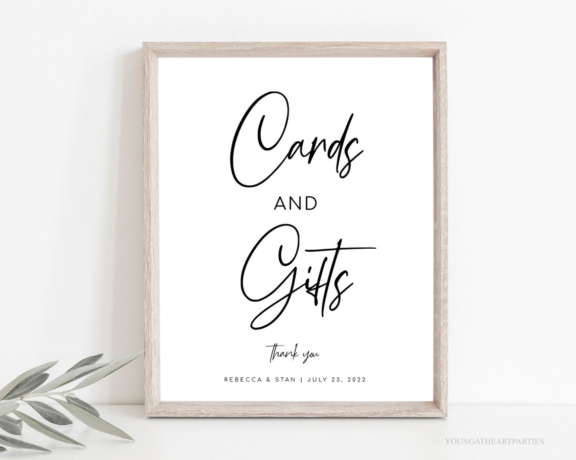 Minimalist Cards And Gifts Wedding Table Sign Editable Print
