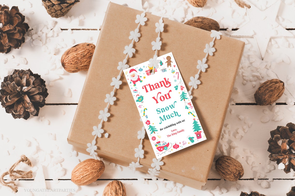 Cute Thank You Snow Much Christmas Party Favor Gift Tag Poster
