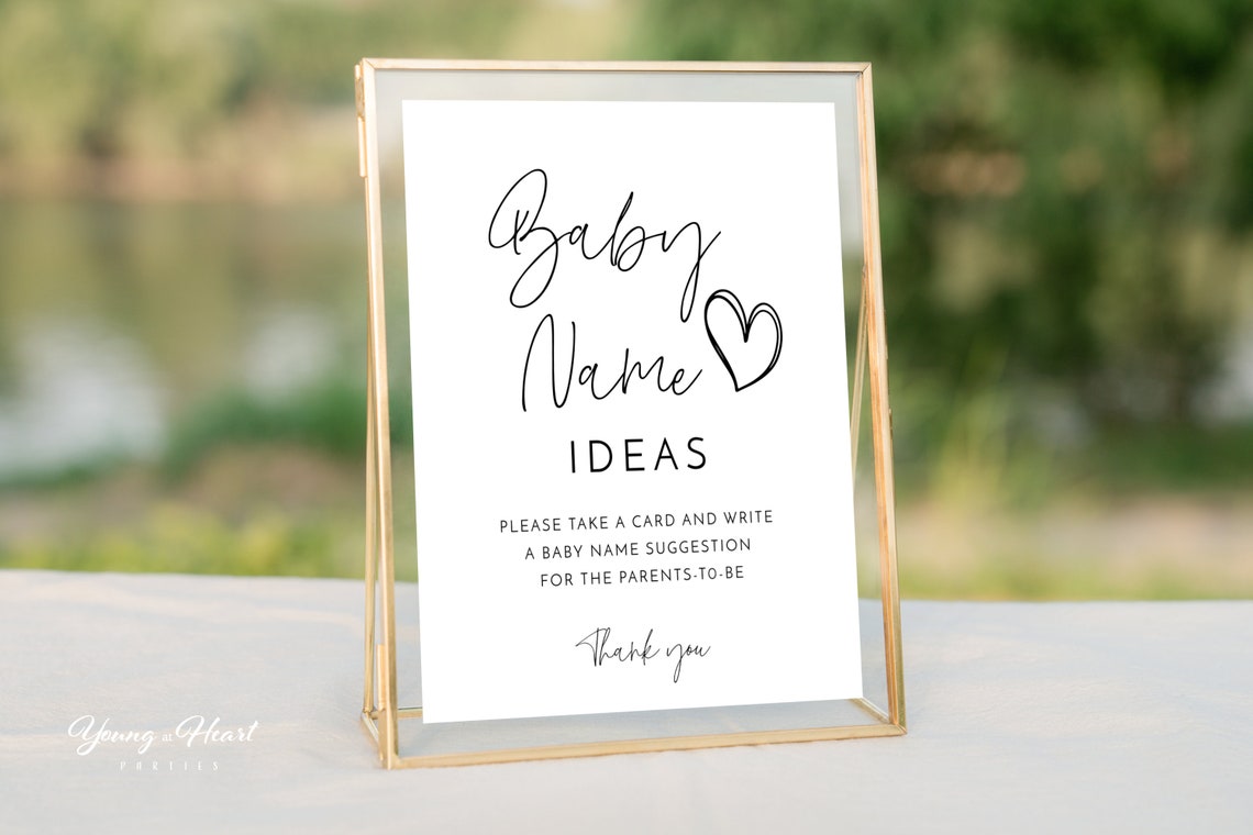 Minimalist Baby Name Ideas Shower Game Sign And Cards Editable Print - Image 5