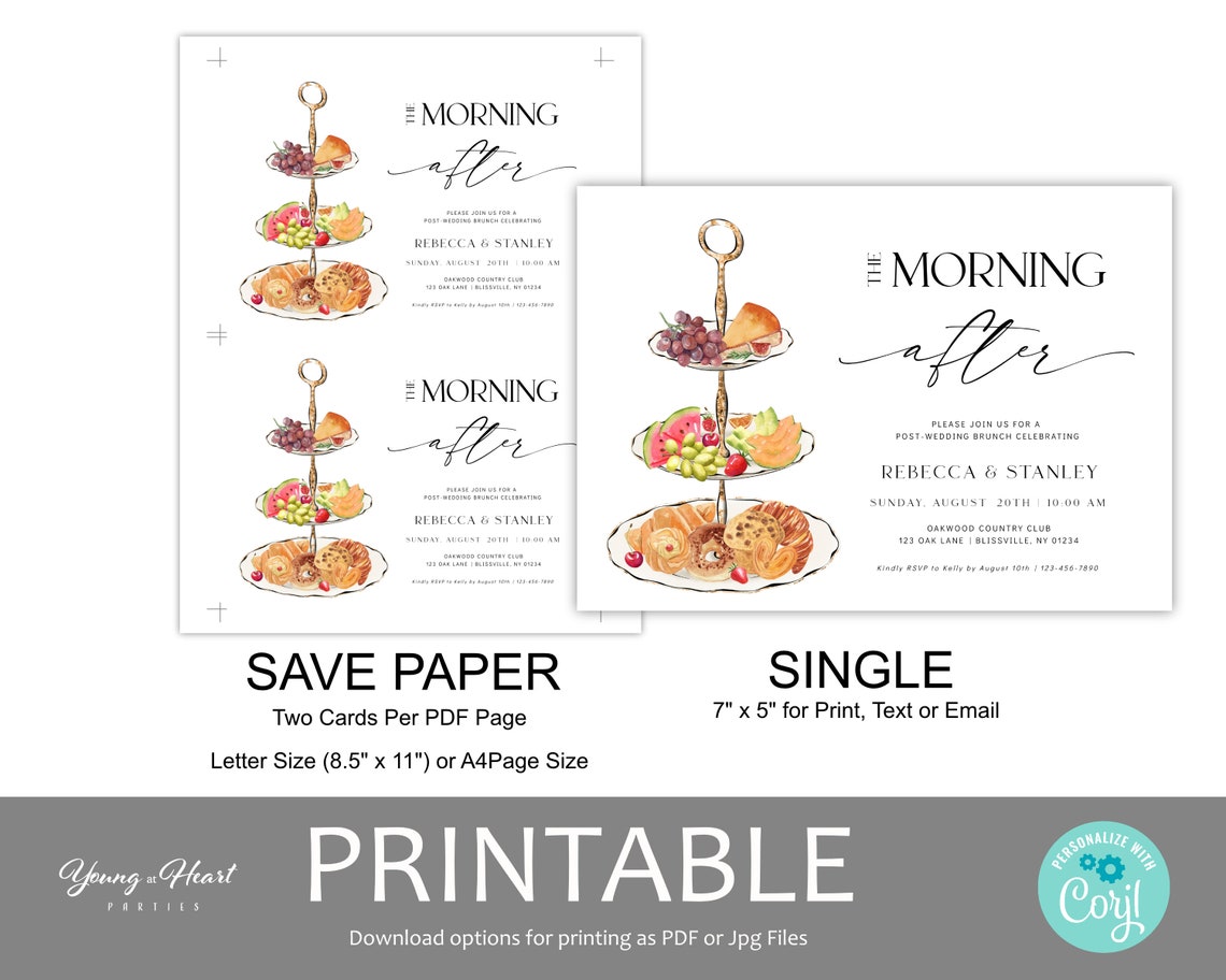 The Morning After Post Wedding Brunch Invitation Watercolor Print - Image 2