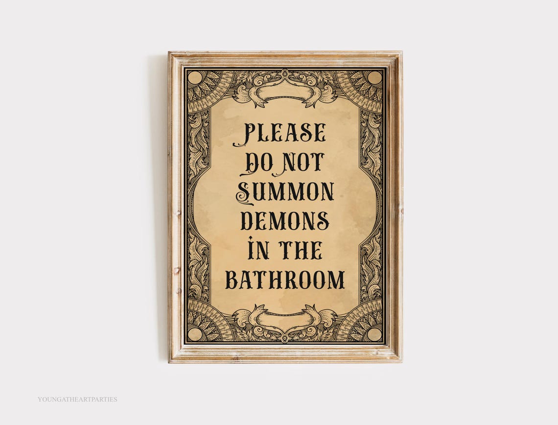 Gothic Please Do Not Summon Demons in the Bathroom Art Print - Image 6