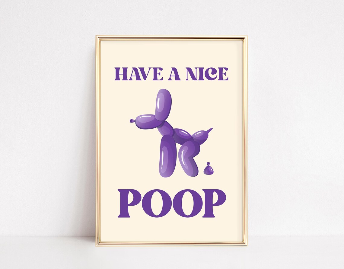 Funny Poop Balloon Animal Print, Bathroom Humor