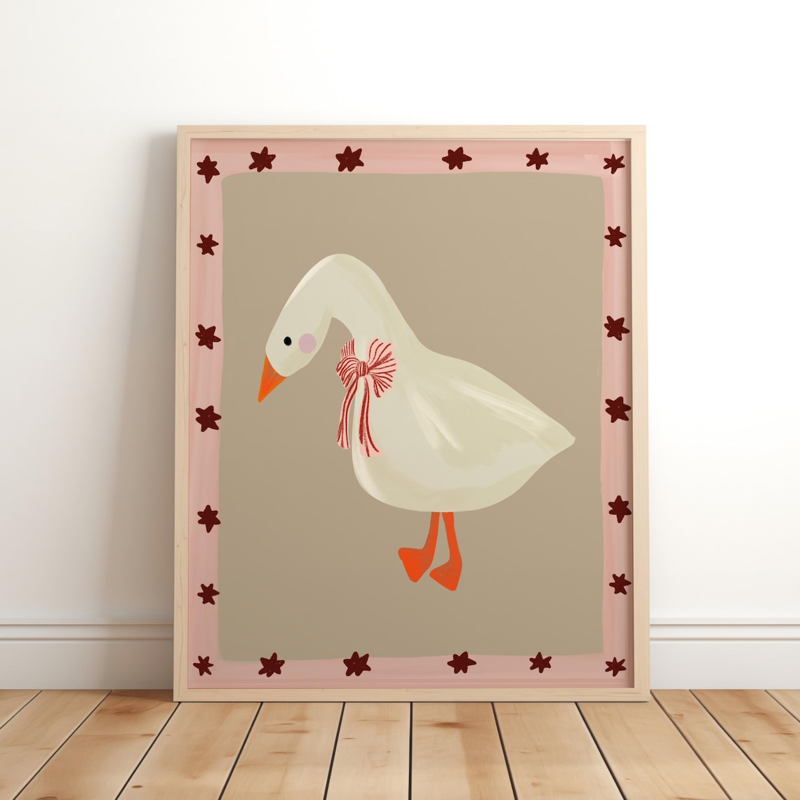 Goose Print With Bow Boho Nursery Art Print
