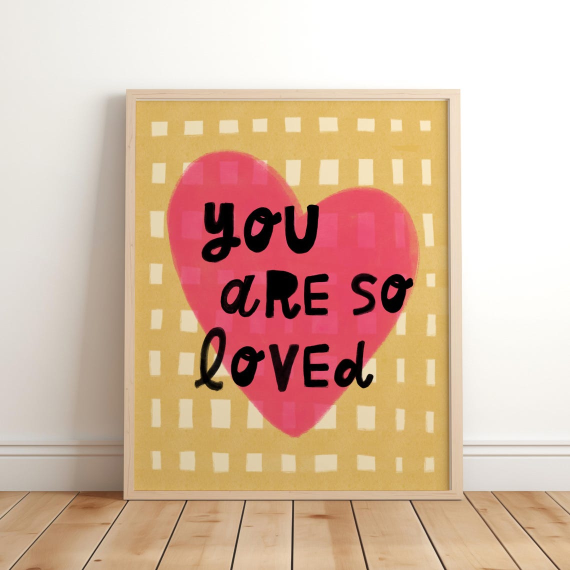 You Are So Loved Pink Heart Nursery Kids Bedroom Quote Poster Art