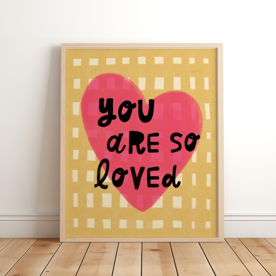 You Are So Loved Pink Heart Nursery Kids Bedroom Quote Poster Art