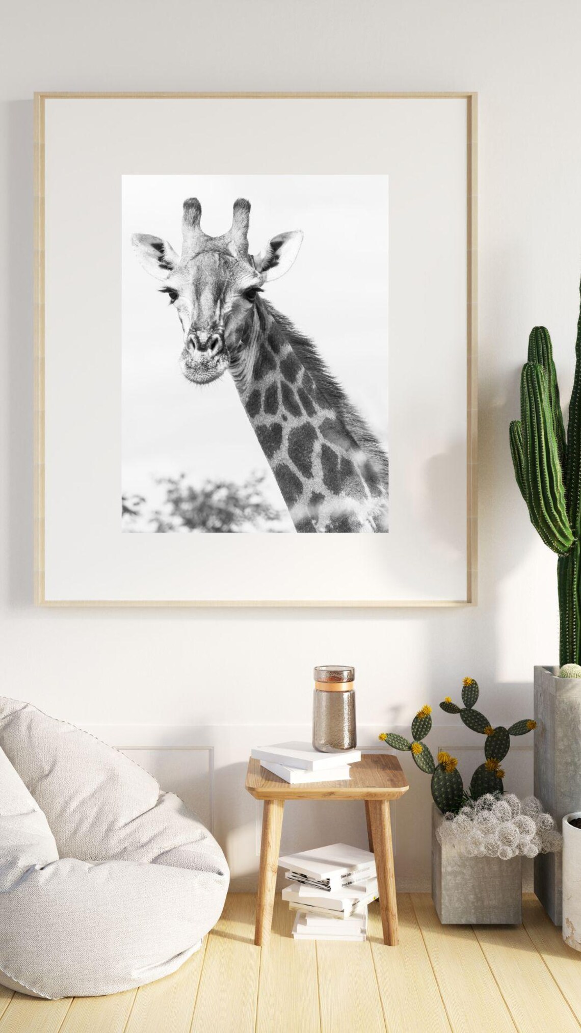 Giraffe Portrait Black And White Safari Wildlife Photography Poster - Image 2
