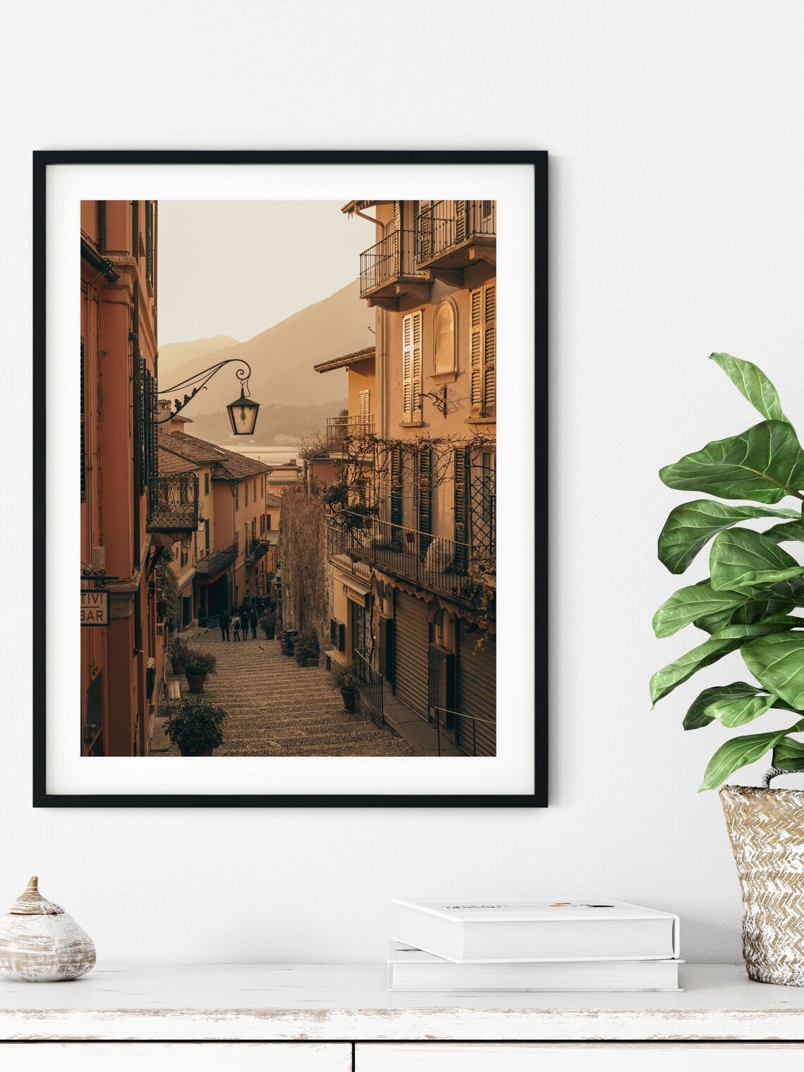 Italian Old Town Steep Street Sunset Warm European Travel Poster - Image 3