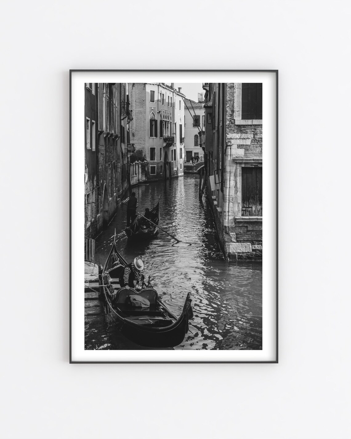 Venice Canal Gondolas Black And White Romantic Italy Photo Poster - Image 5
