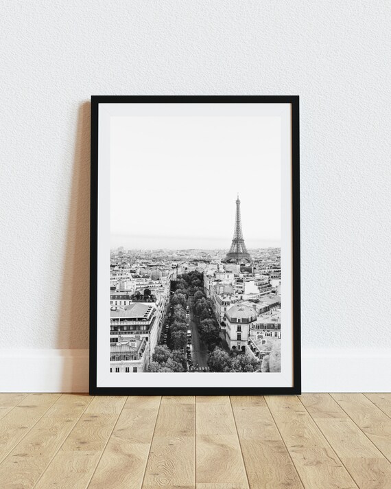 Eiffel Tower Black and White Travel Poster, Paris