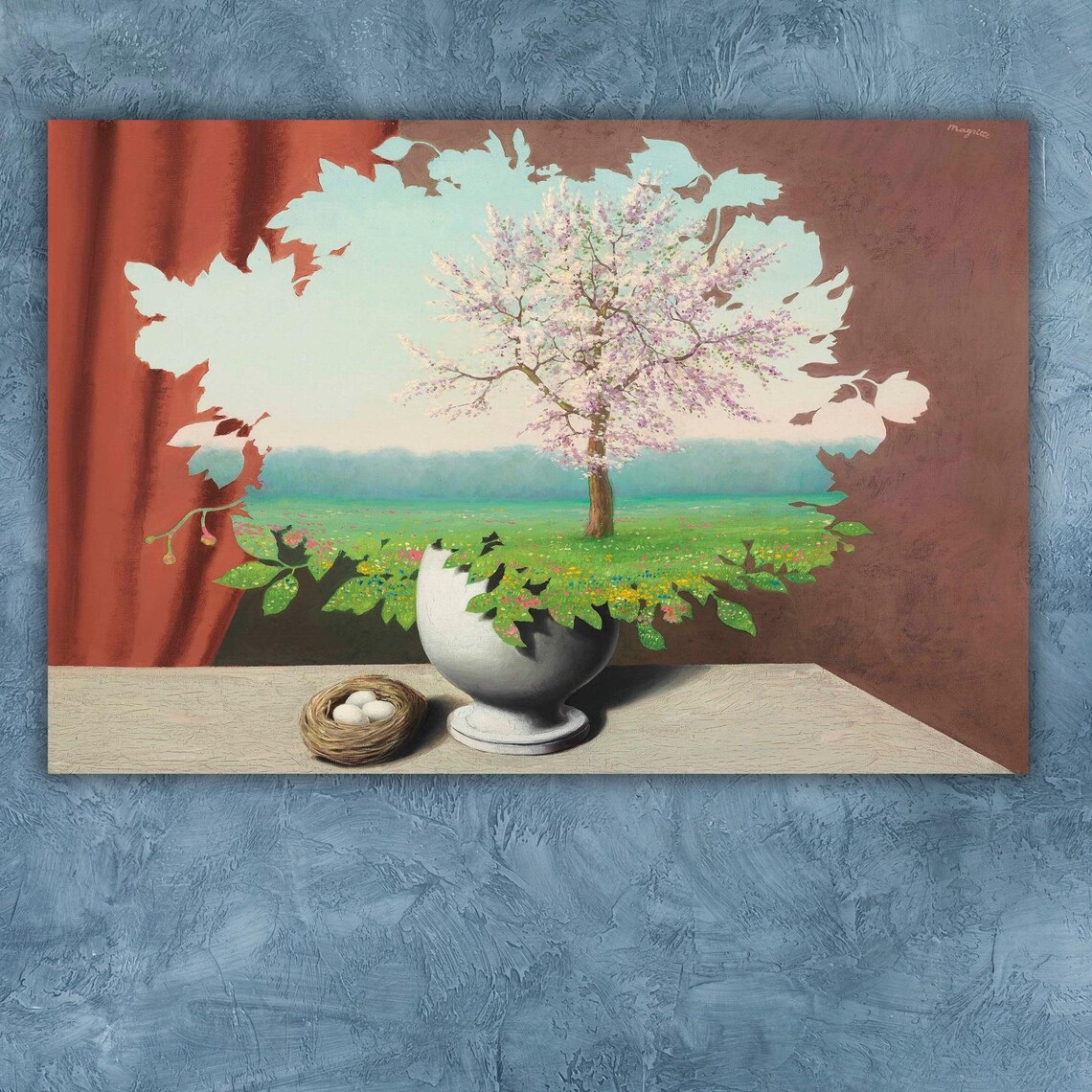 Rene Magritte Surreal Blossoming Tree Spring Landscape Poster