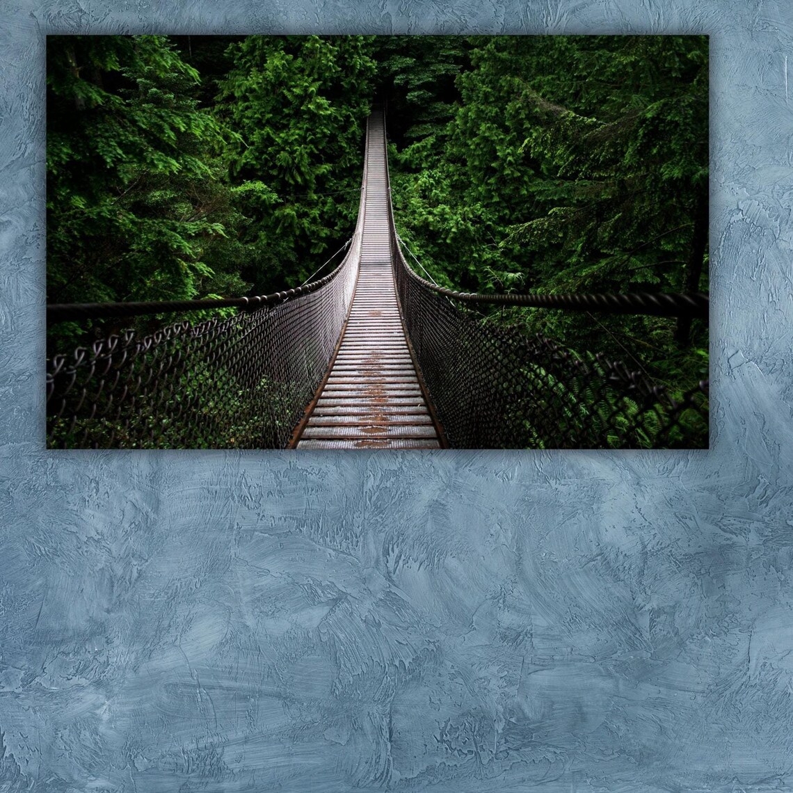 Forest Suspension Footbridge Dark Green Canopy Adventure Trail Poster