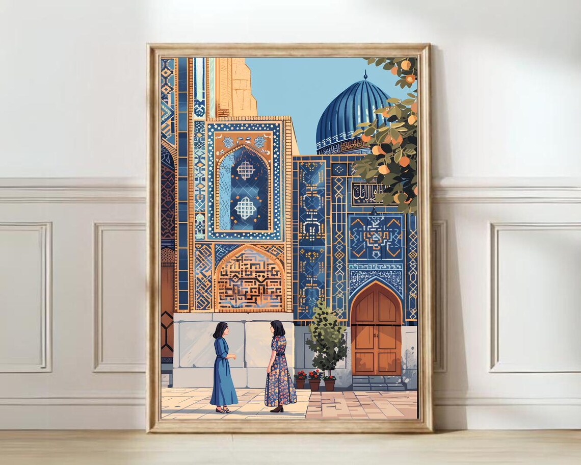 Samarkand Illustration Travel Poster, Uzbekistan Print