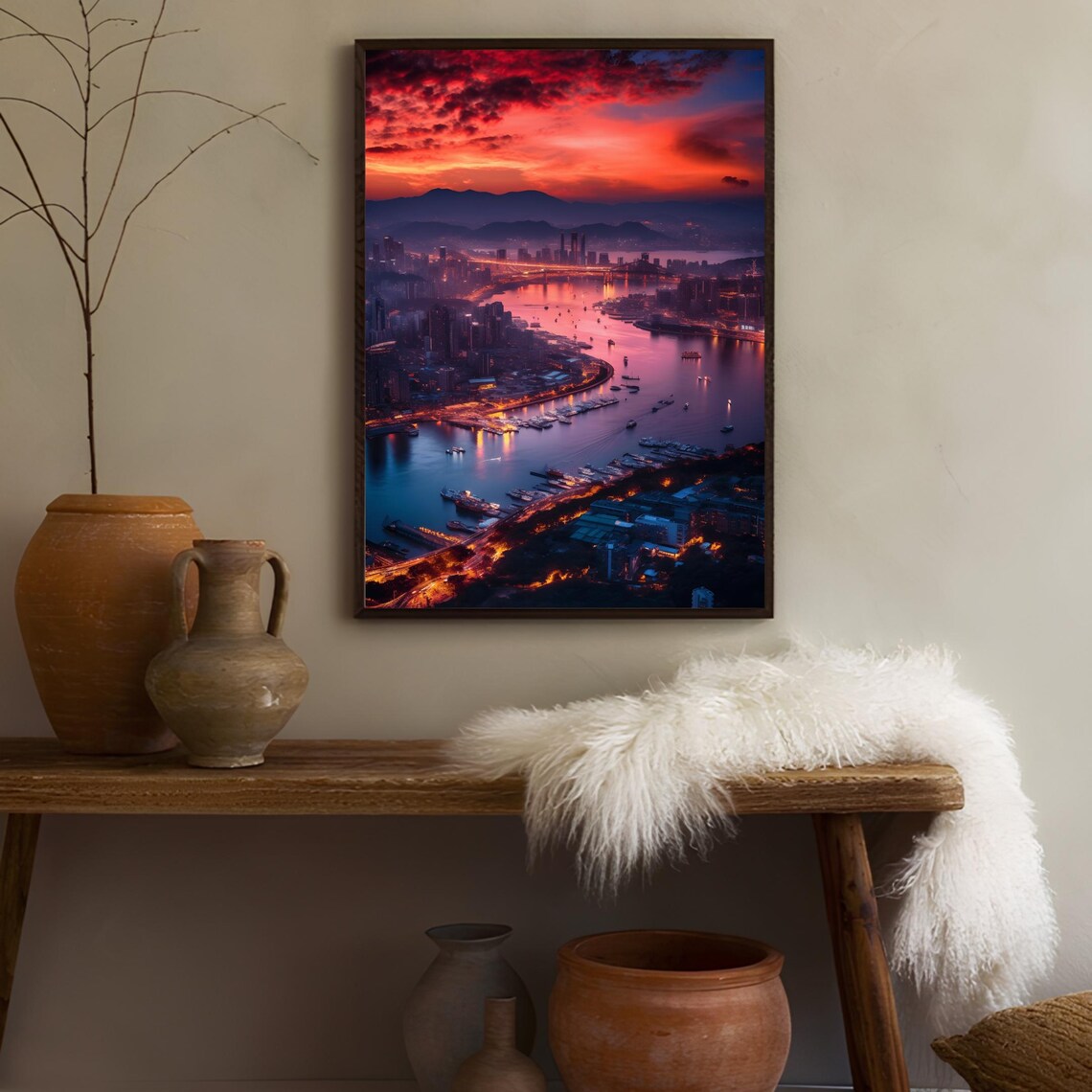 Seoul South Korea Harbor Sunset Boats Cityscape Travel Art Poster - Image 3